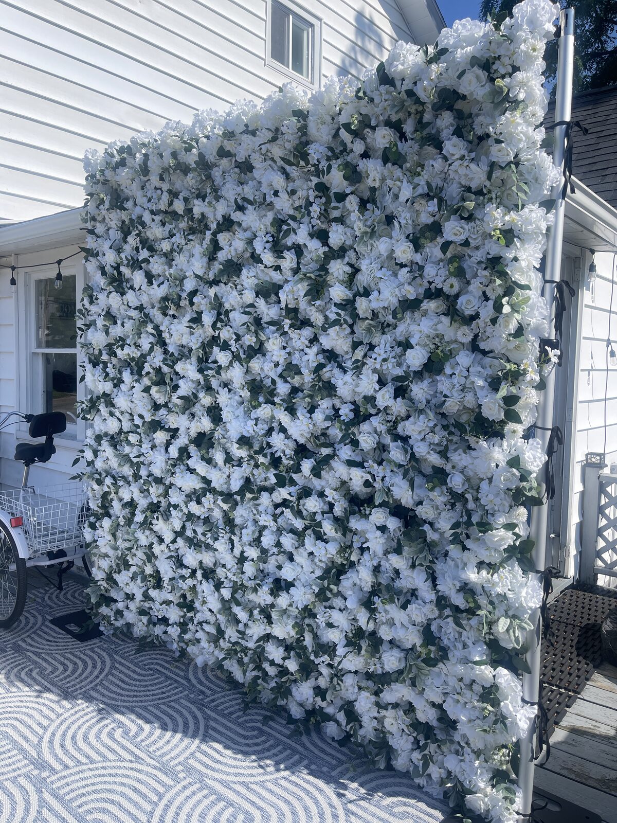 Blush and mauve flower wall rental option
